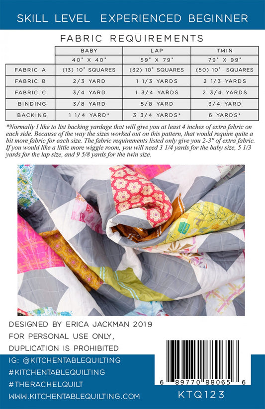 The Rachel Quilt Pattern by Kitchen Table Quilting