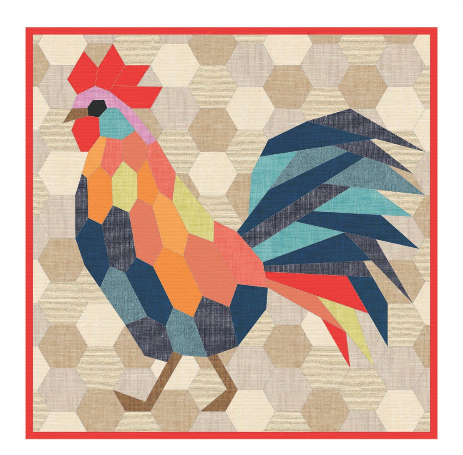 The Rooster English Paper Piecing Pattern by Violet Craft