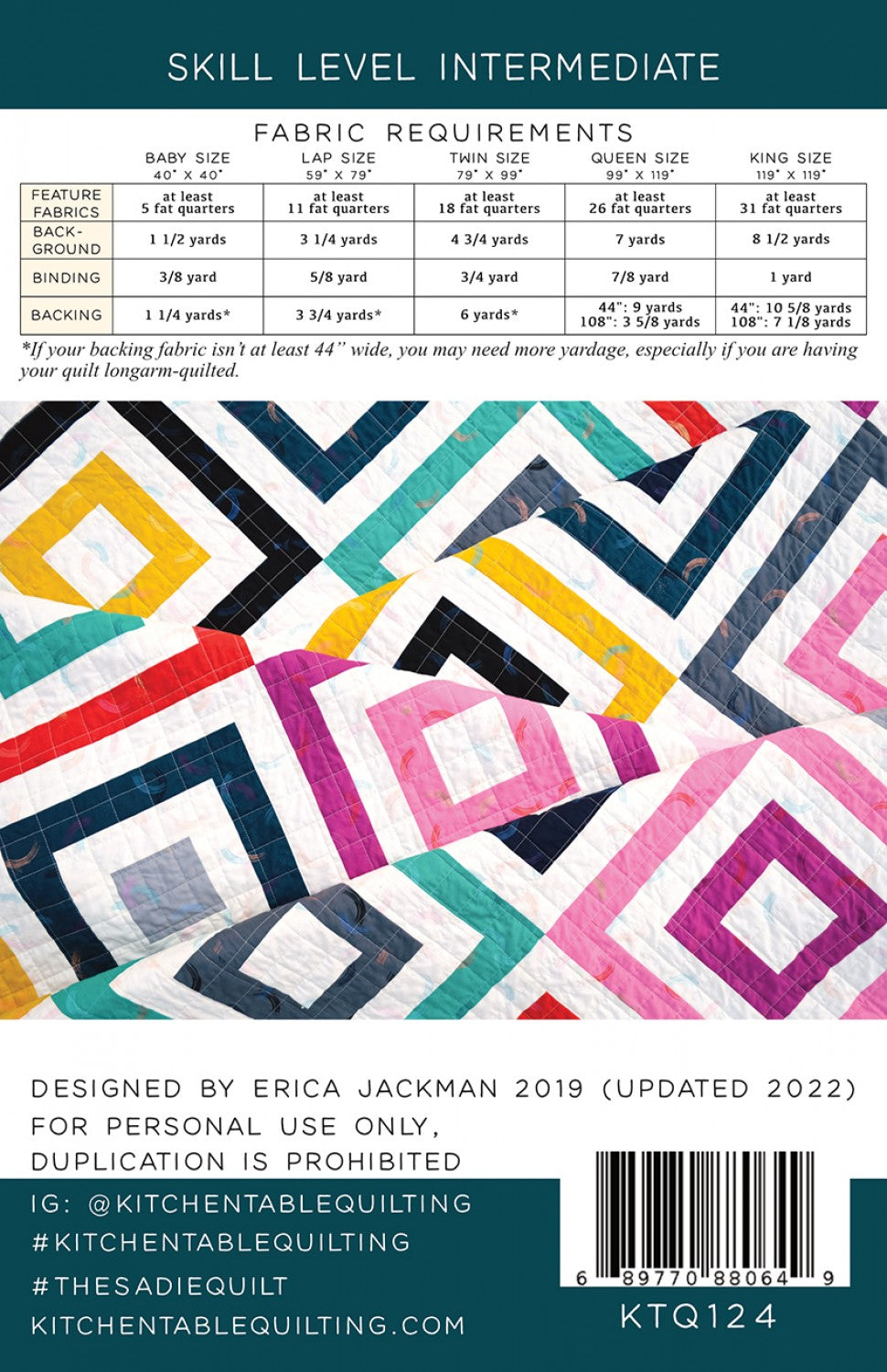 The Sadie Quilt Pattern by Kitchen Table Quilting