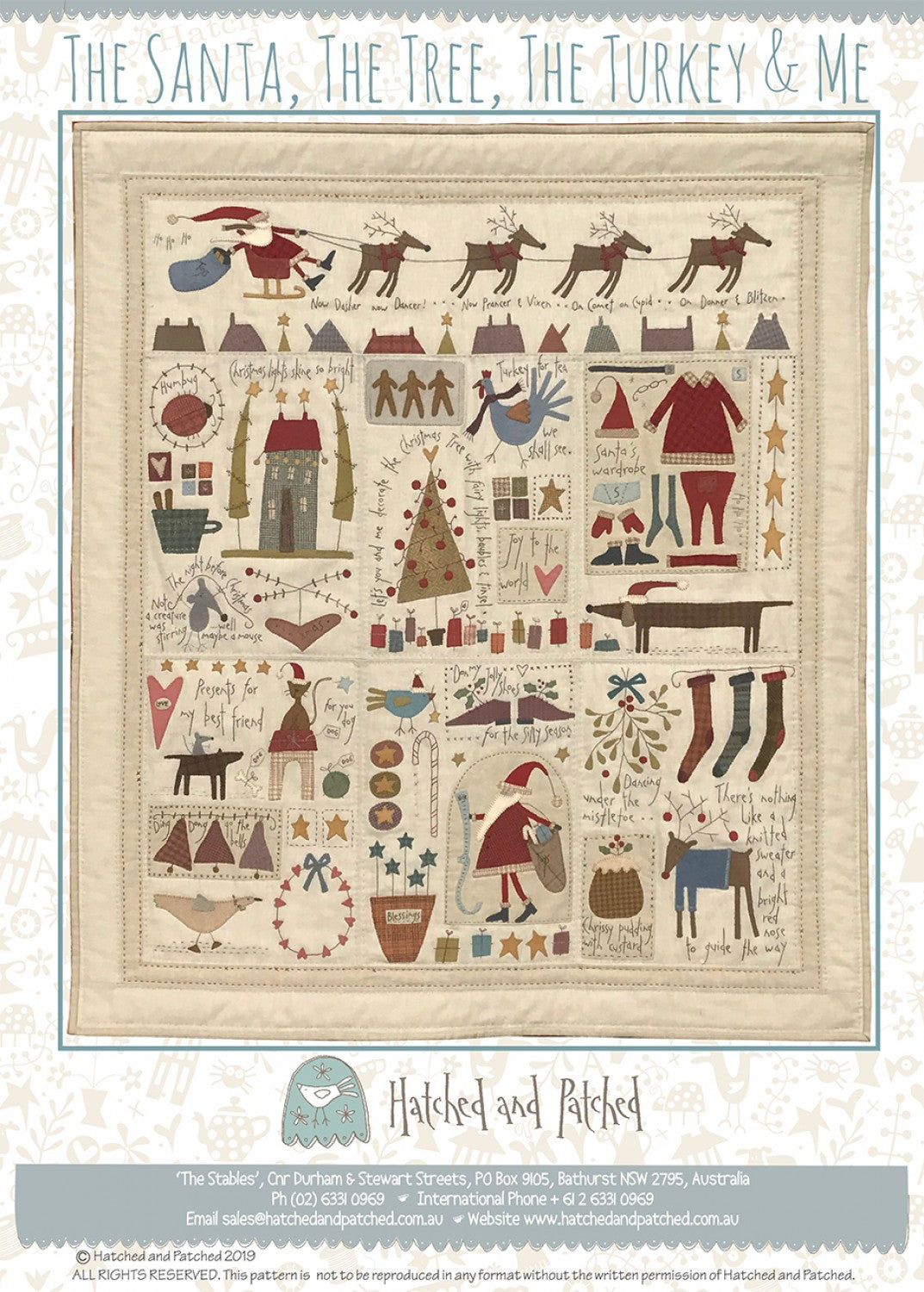 The Santa The Tree The Turkey and Me Applique Quilt Pattern by Hatched & Patched