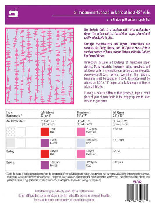 The Swizzle Quilt FPP Quilt Pattern by Violet Craft