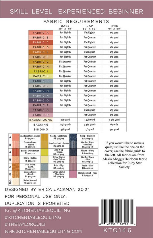 The Taylor Quilt Pattern by Kitchen Table Quilting