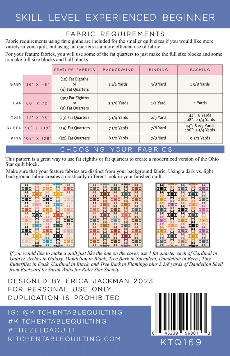 The Zelda Quilt Pattern by Kitchen Table Quilting