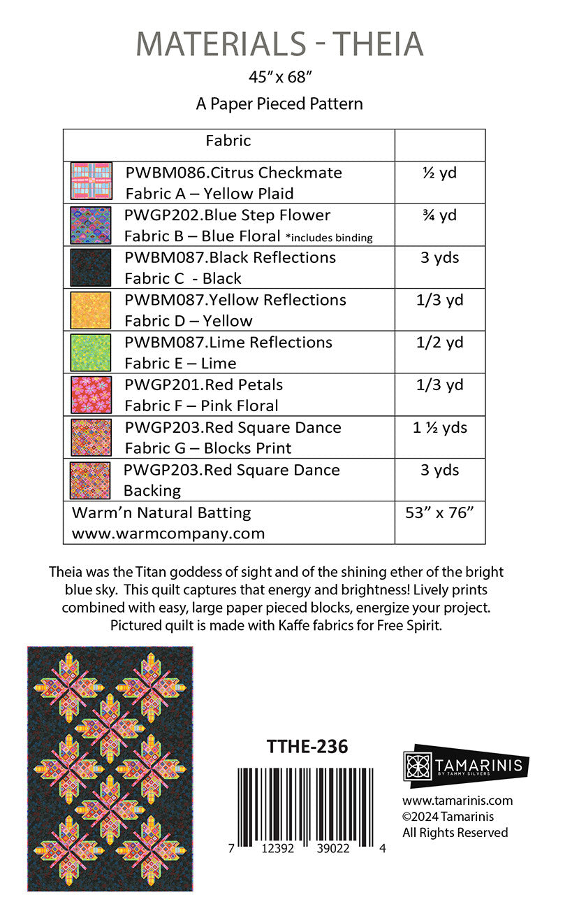Theia Quilt Pattern by Tamarinis