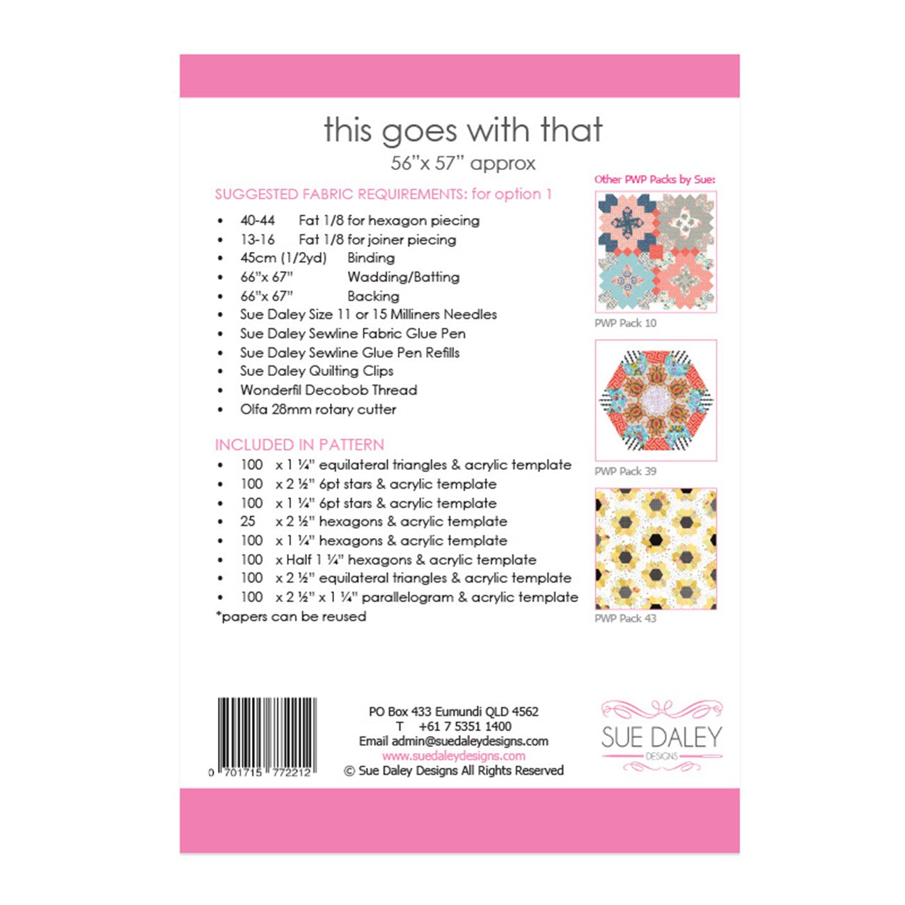 This Goes with That Quilt Pattern by Sue Daley