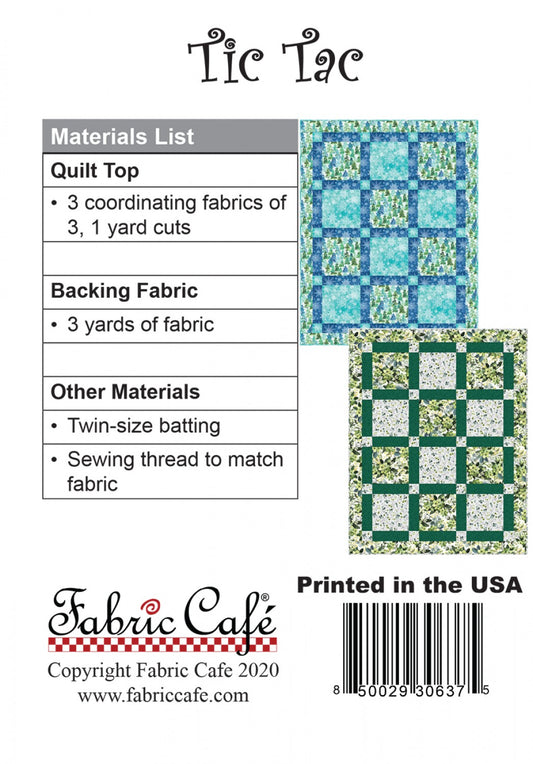 Tic Tac Quilt Pattern by Fabric Cafe