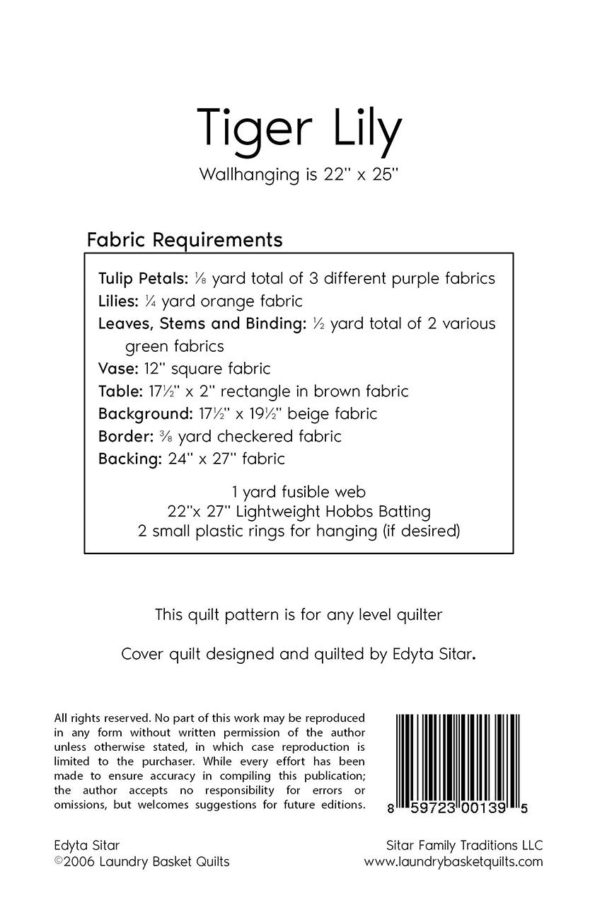 Tiger Lily Quilt Pattern by Laundry Basket Quilts