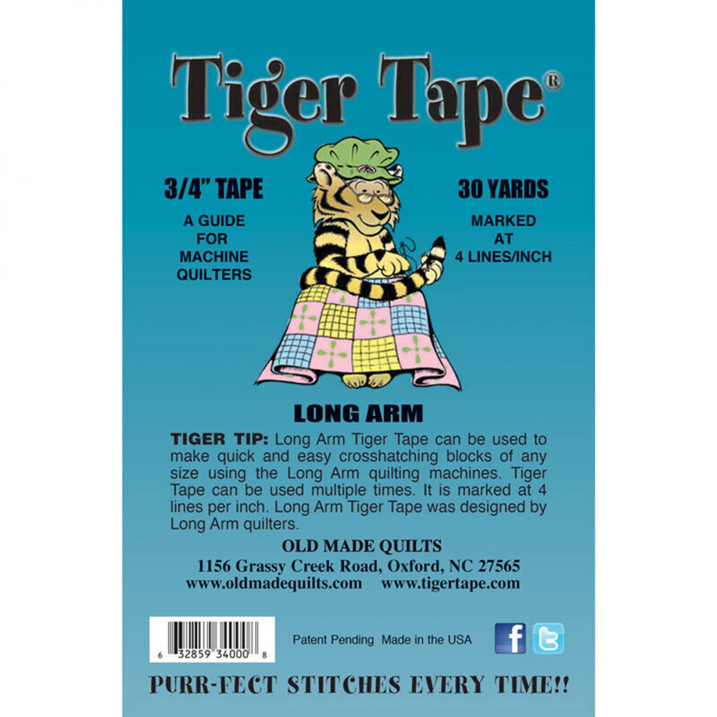 Tiger Tape Longarm 3/4in x 30yd Roll 4 Lines Per Inch # TT-LAT - Special Order