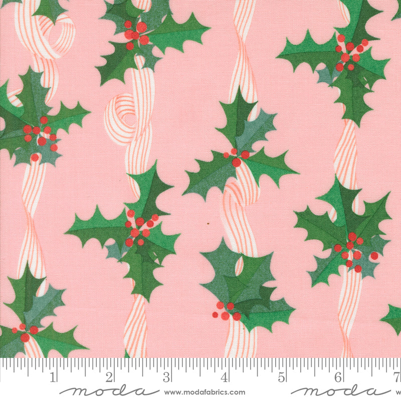 Tiny Christmas by Lizzy House - Holly Stripes Cotton Candy 37133 15