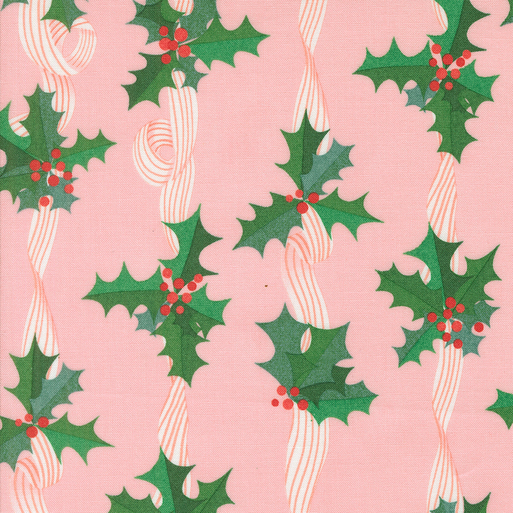 Tiny Christmas by Lizzy House - Holly Stripes Cotton Candy 37133 15