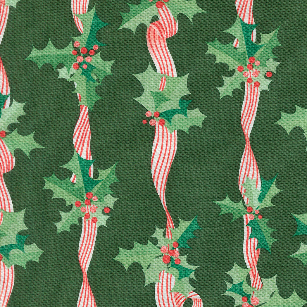 Tiny Christmas by Lizzy House - Holly Stripes Pine 37133 19
