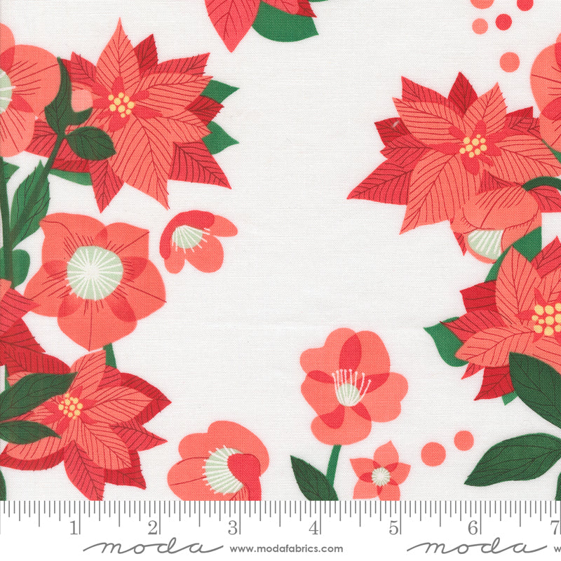 Tiny Christmas by Lizzy House - Poinsettia Florals Snow 37130 11