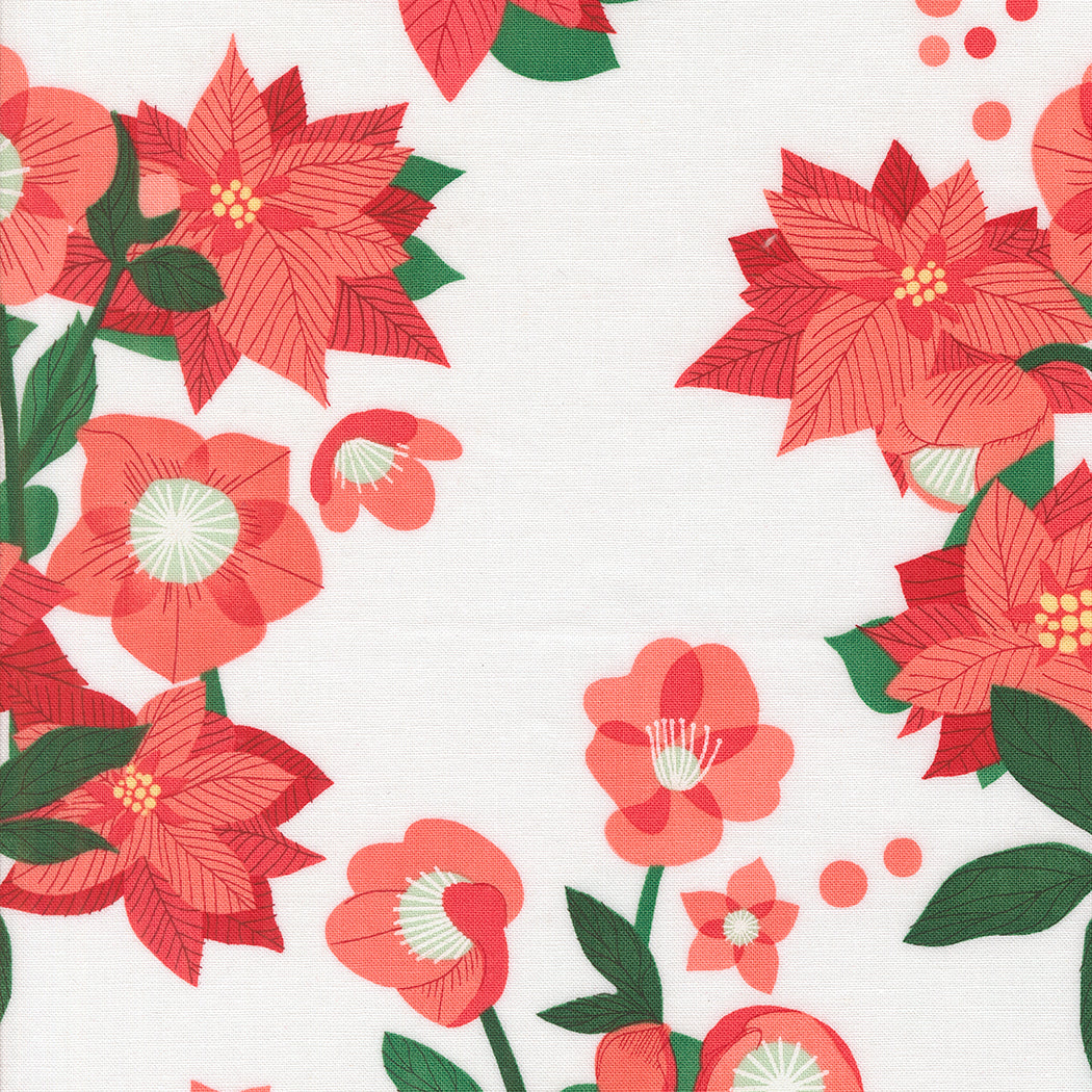 Tiny Christmas by Lizzy House - Poinsettia Florals Snow 37130 11