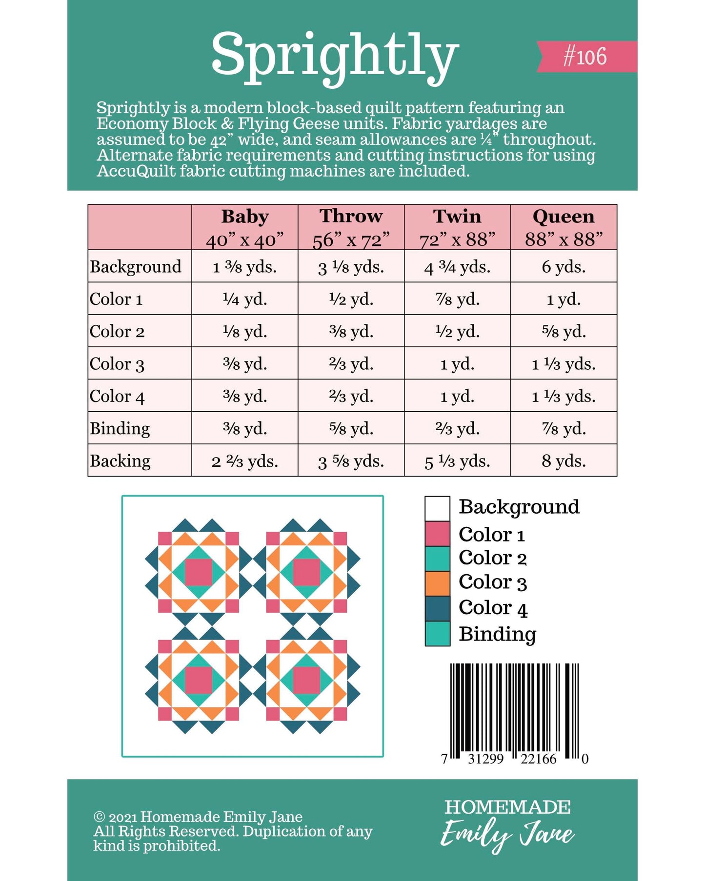 Tiny Waddles by Jessica Yon Lo : Sprightly Quilt Kit (Estimated Arrival January 2026)