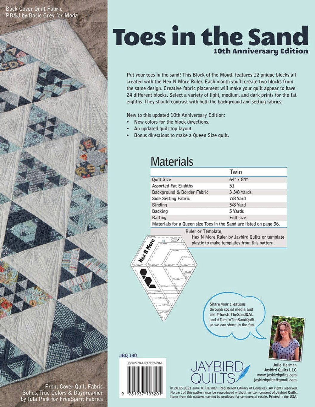 Toes in the Sand Book & Hex N More Ruler Bundle by Jaybird Quilts