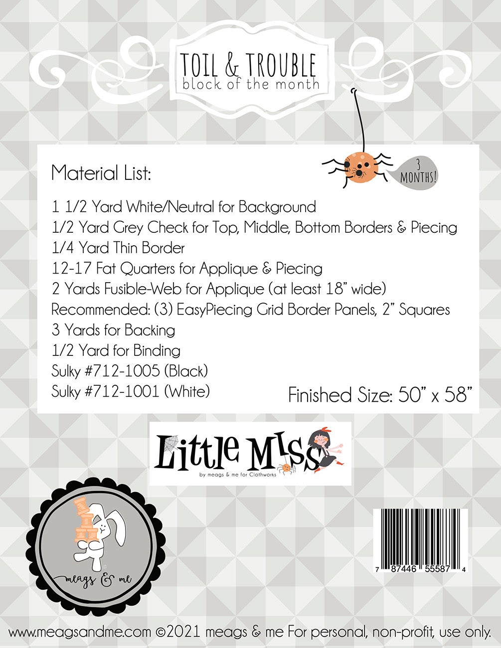 Toil & Trouble Block of the Month Applique Quilt Pattern by Meags and Me MAMP141 - Special Order