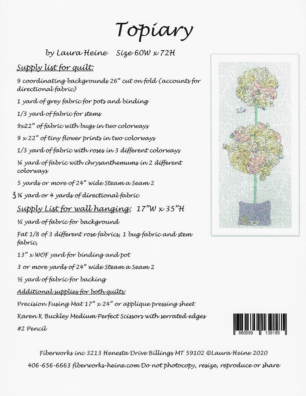 Topiary Collage Quilt Pattern # LHFWTOPIARY - Special Order