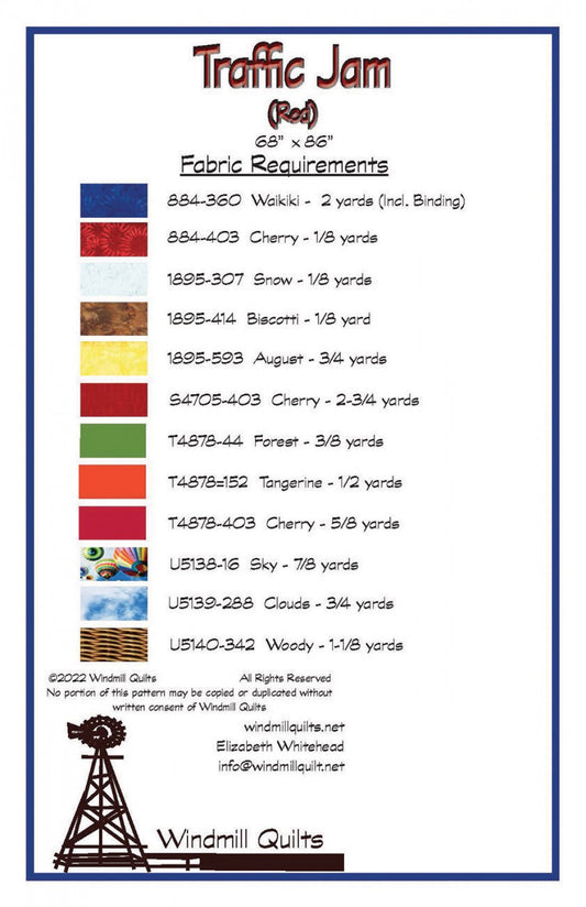 Traffic Jam Red Quilt Pattern by Windmill Quilts