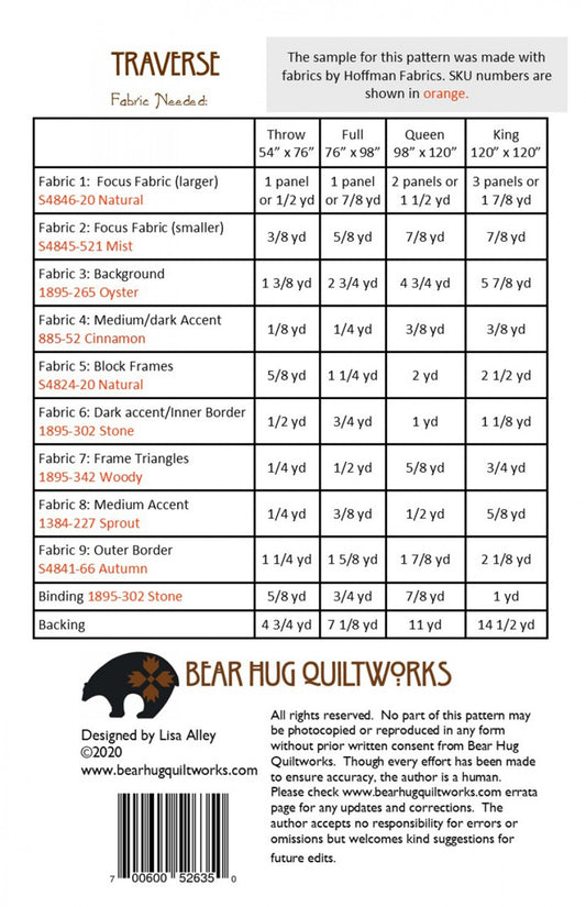 Traverse # BHQ-197 - Special Order