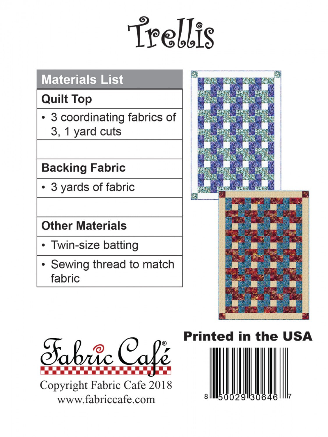 Trellis Quilt Pattern by Fabric Cafe