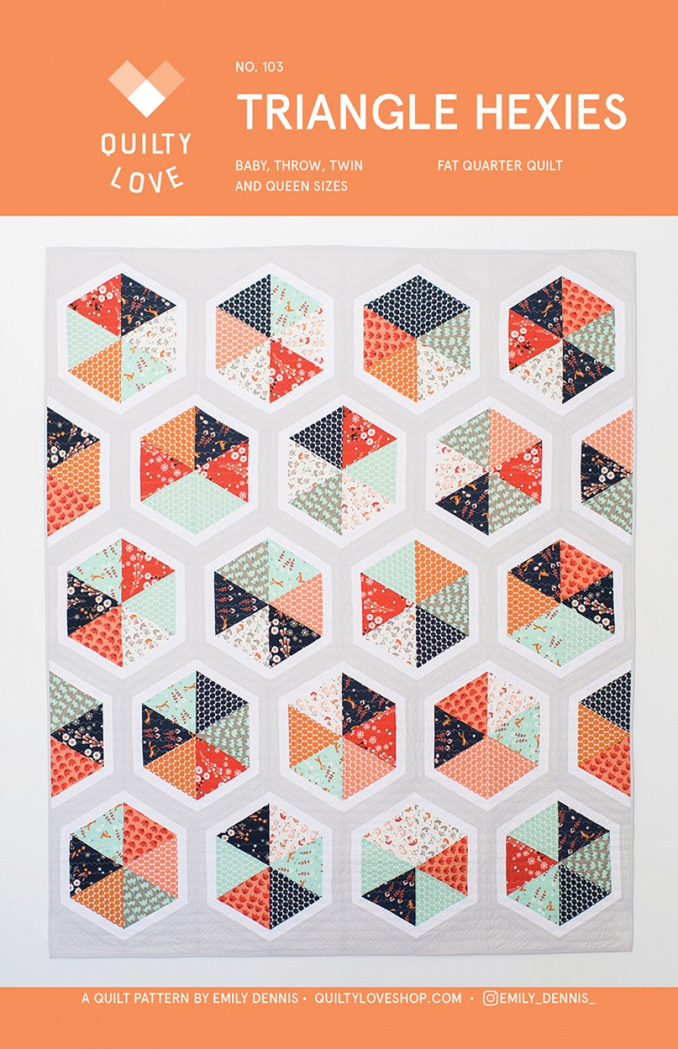 Triangle Hexies Quilt Pattern by Quilty Love