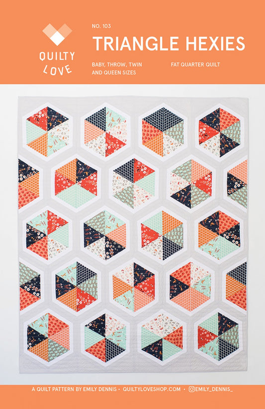 Triangle Hexies Quilt Pattern by Quilty Love