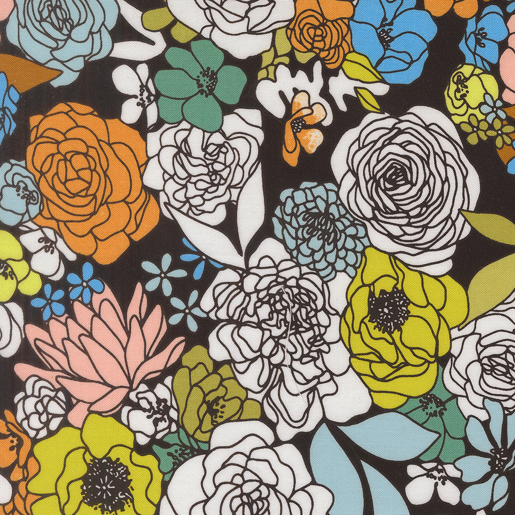True to Hue by Alli K Design : Hidden Facet Florals Black As Night 11560 12