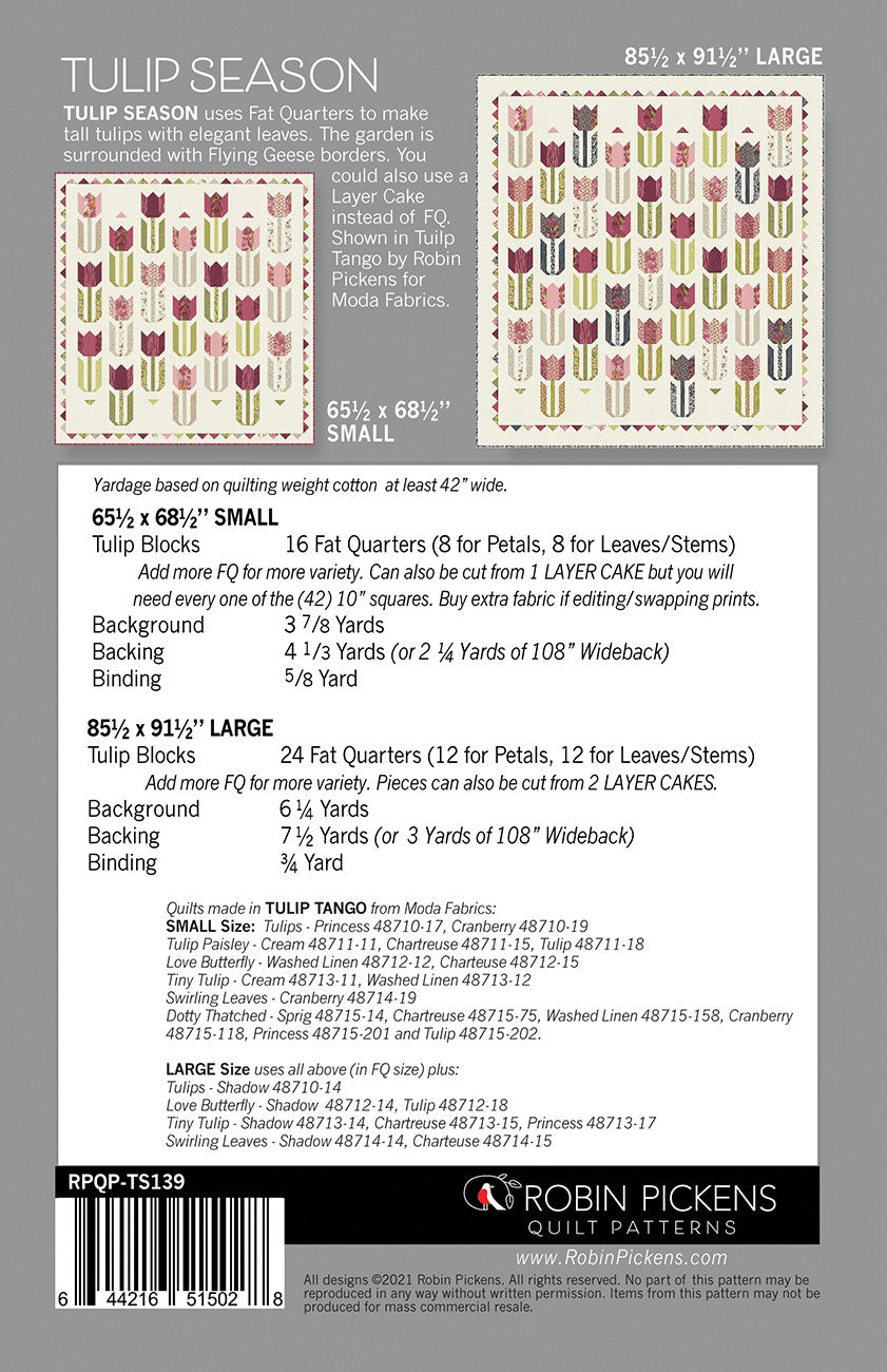 Tulip Season Quilt Pattern by Robin Pickens