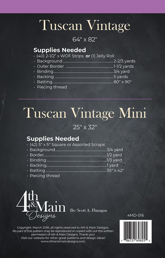 Tuscan Vintage Quilt Pattern by 4th & Main