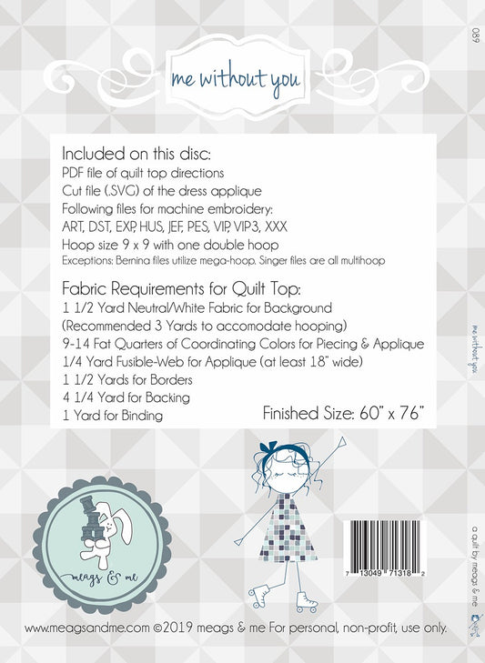 USB Me Without You Machine Embroidery # MAMP089 - Special Order