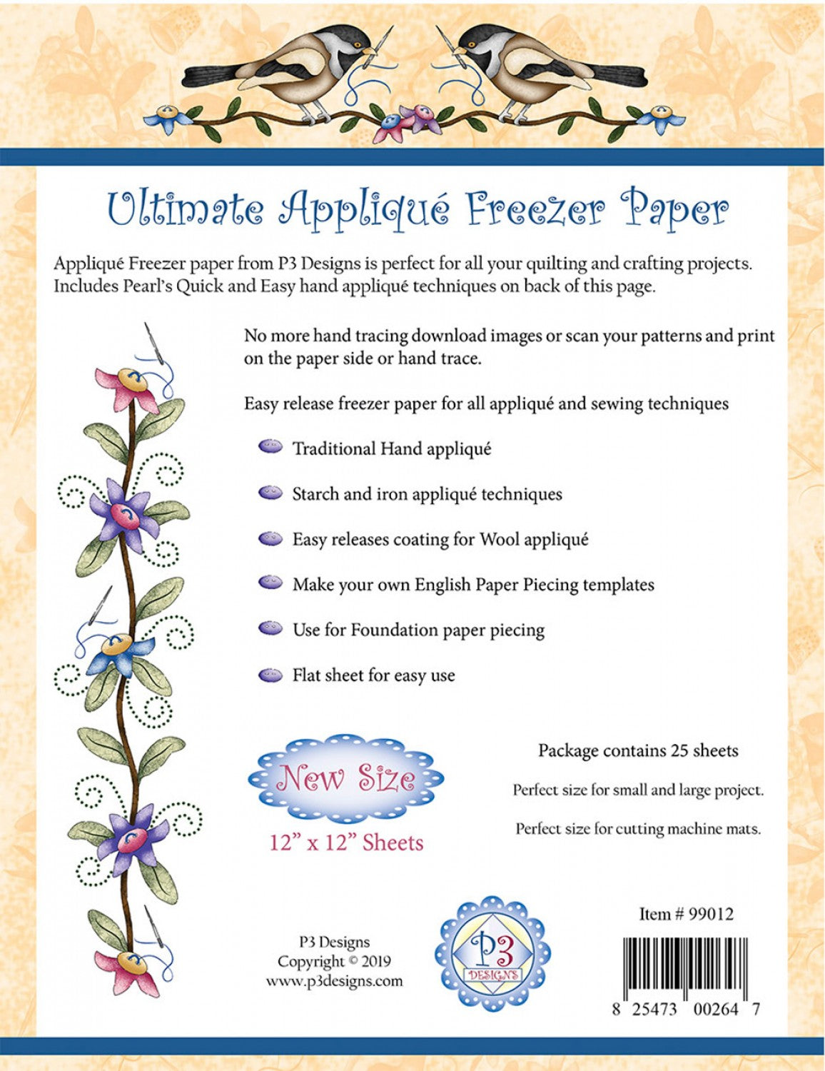 Ultimate Applique Template Freezer Paper 12in x 12in # 99012 - Special Order