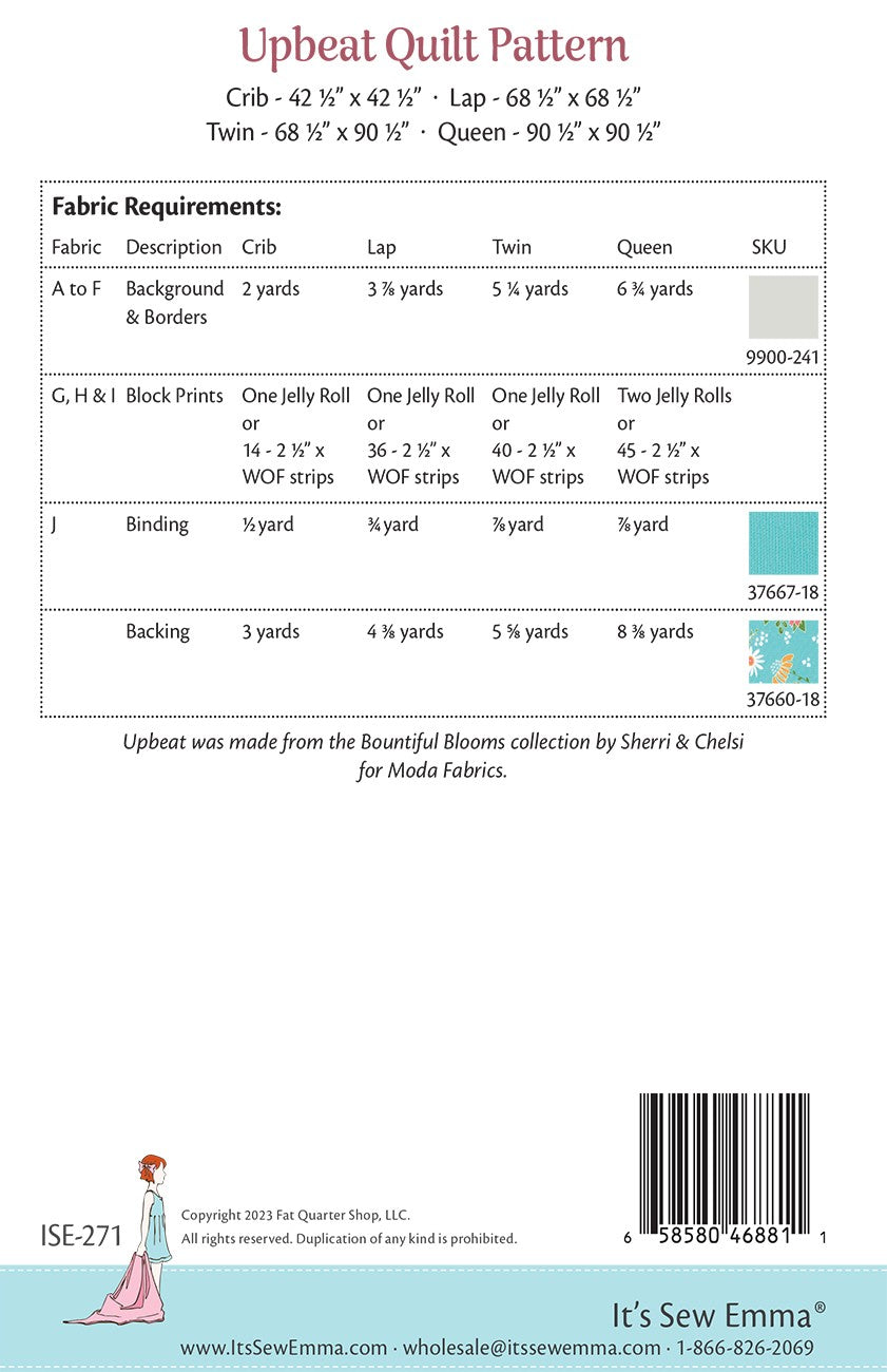 Upbeat Quilt Pattern by It’s Sew Emma
