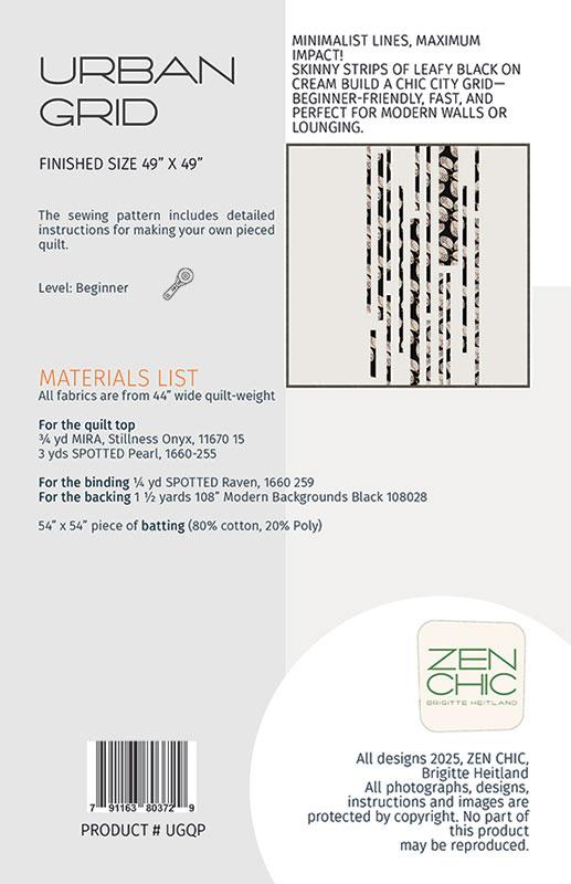 Urban Grid Quilt Pattern by Zen Chic