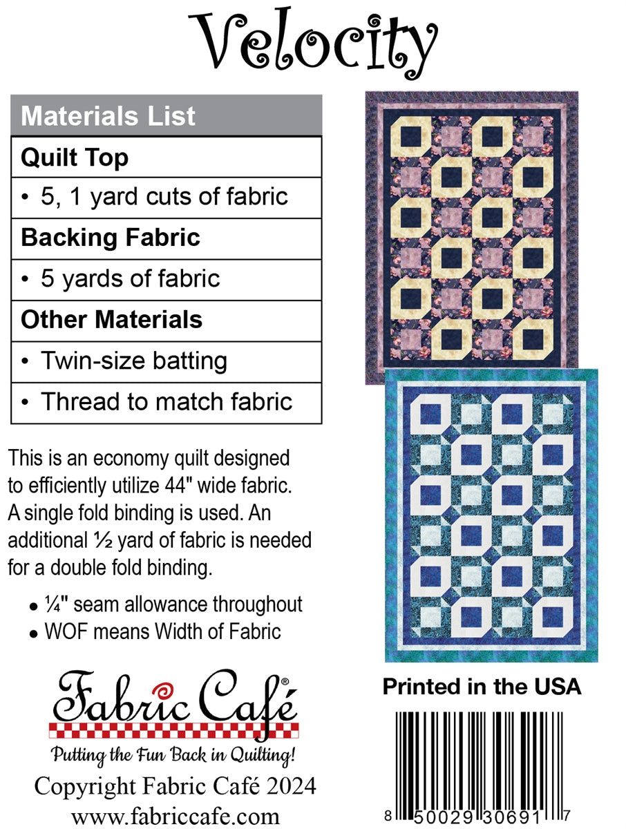 Velocity Quilt Pattern by Fabric Cafe
