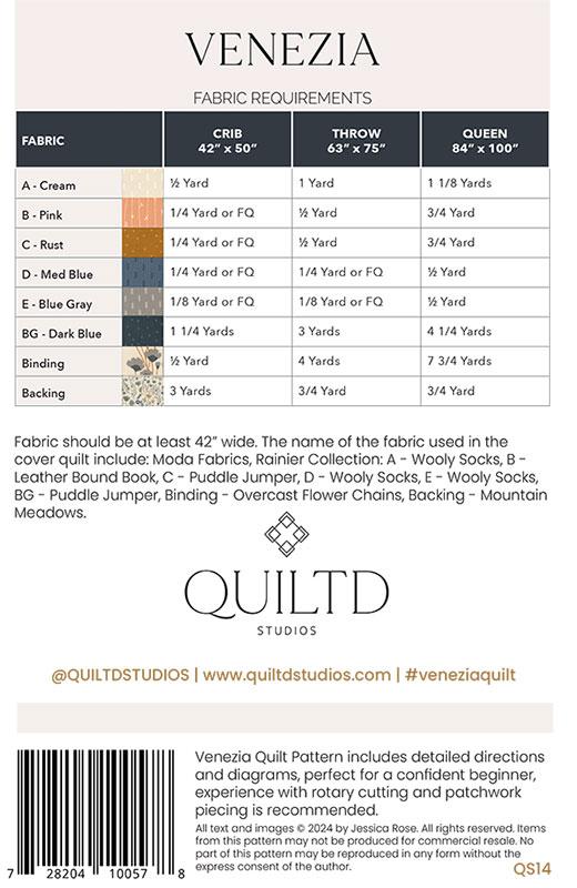 Venezia Quilt Pattern by Jessica Rose featuring Rainier