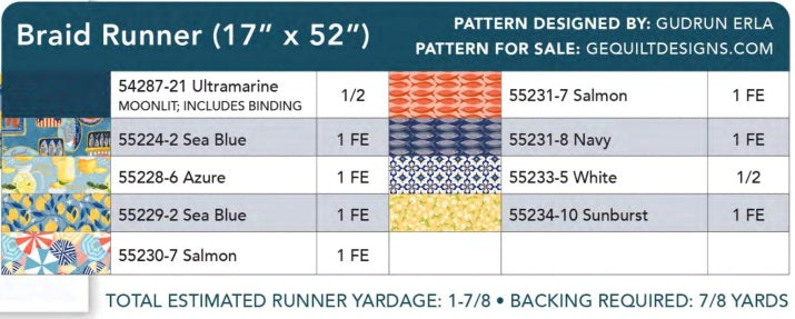 Villa Sol by Jennifer Moore : Braid Table Runner Quilt-As-You-Go Kit