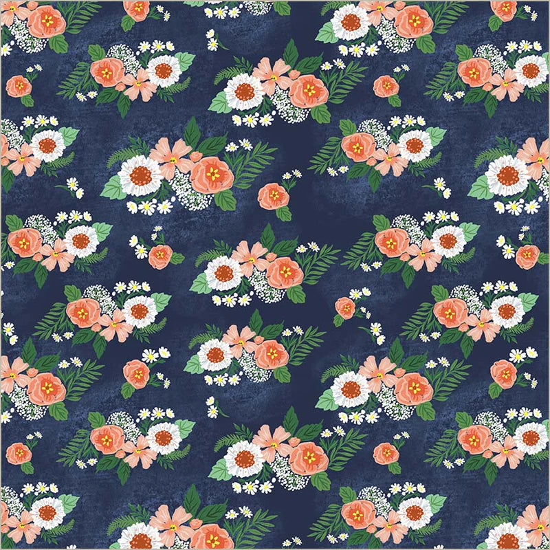Villa Sol by Jennifer Moore : Floral Bunches Navy 55232-8