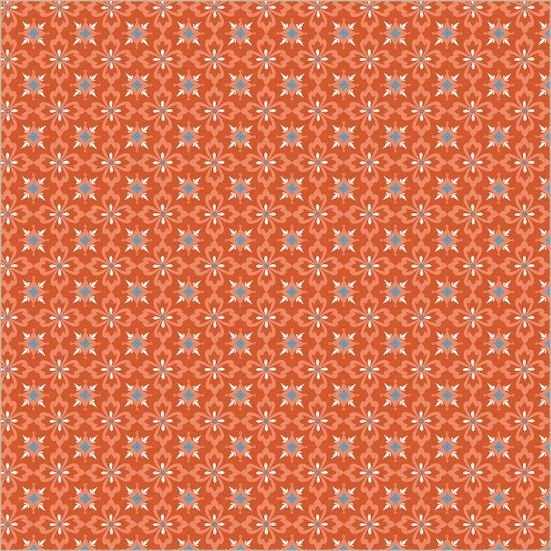 Villa Sol by Jennifer Moore : Flower Tiles Tomato 55233-9