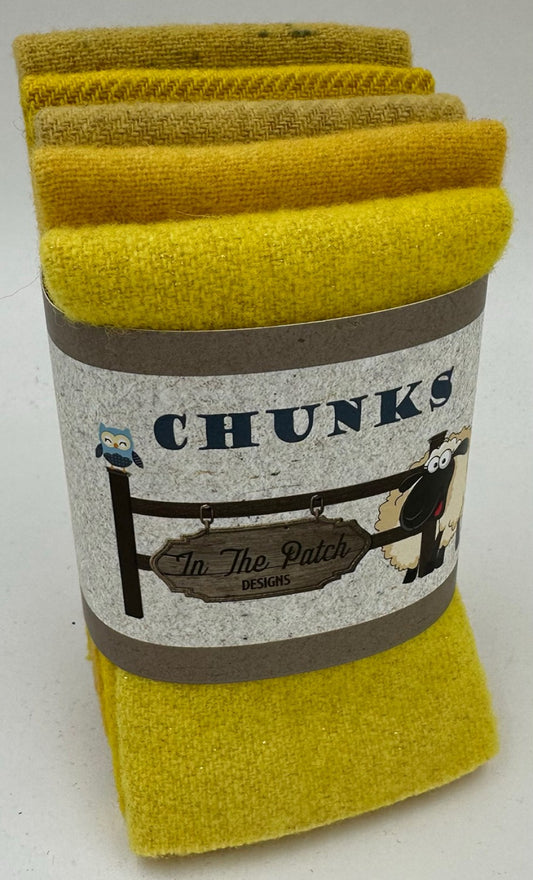 Wool Chunks 5pc 9inx 10in Yellow # WK6069 Special Order