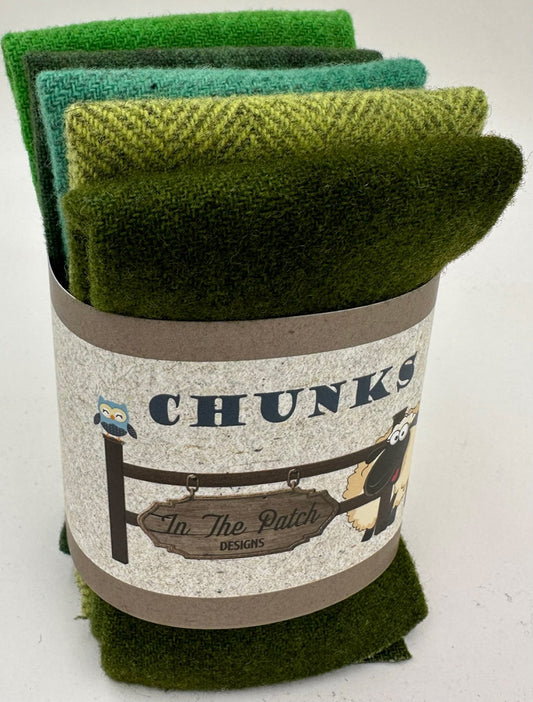 Wool Chunks 5pc 9inx 10in Green # WK6070 Special Order