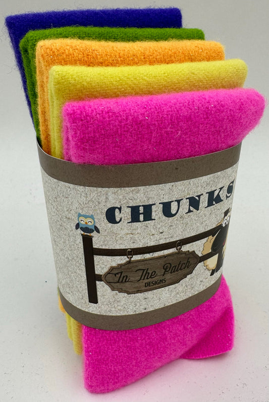 Wool Chunks 5pc 9inx 10in 80's Neon # WK7020 Special Order