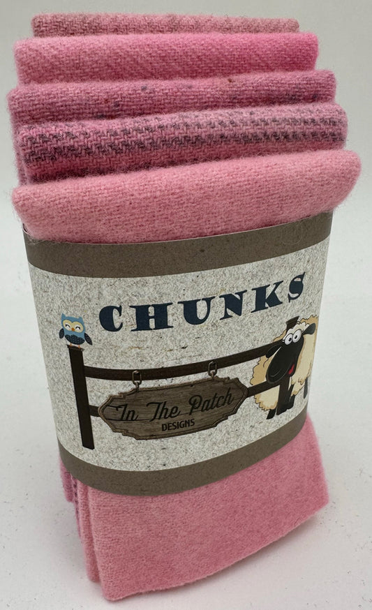 Wool Chunks 5pc 9inx 10in Forever Pink # WK7030 Special Order