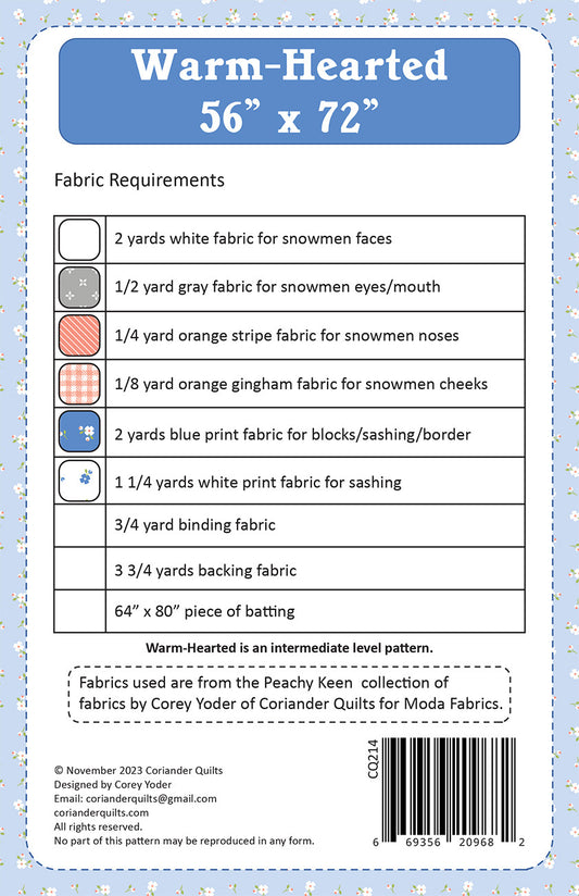 Warm Hearted Quilt Pattern by Coriander Quilts - Special Order