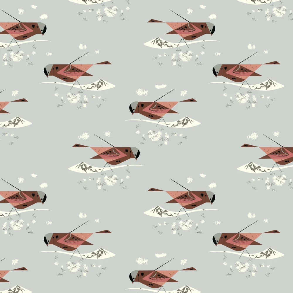 Western Birds 10 Year Anniversary by Charley Harper : Mini Gray Crowned Rosy Finch CH-502