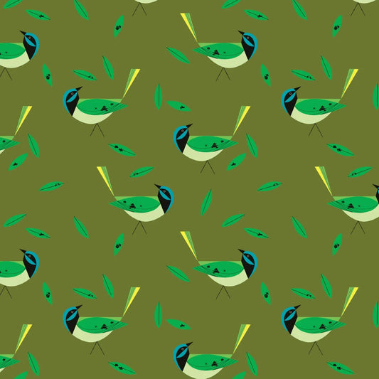 Western Birds 10 Year Anniversary by Charley Harper : Mini Green Jay CH-499