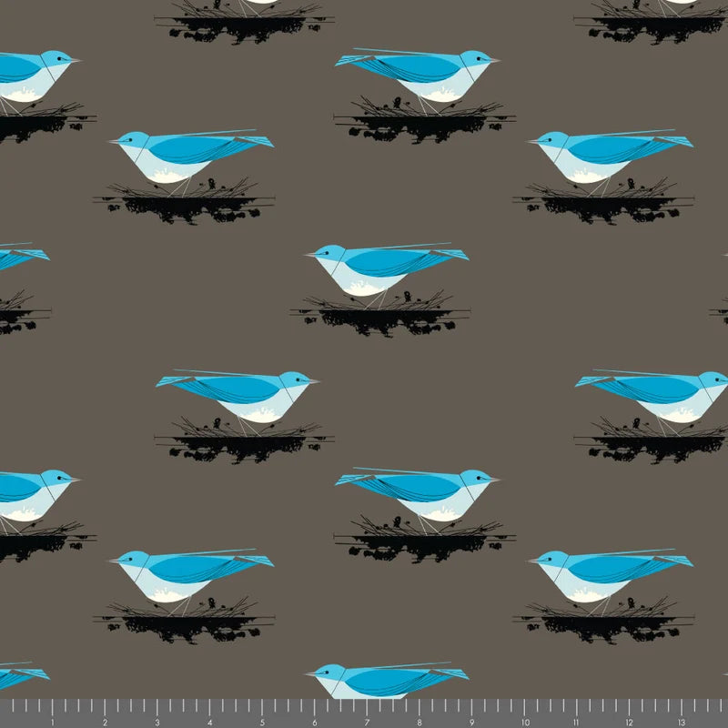 Western Birds 10 Year Anniversary by Charley Harper : Mini Mountain Bluebird CH-504