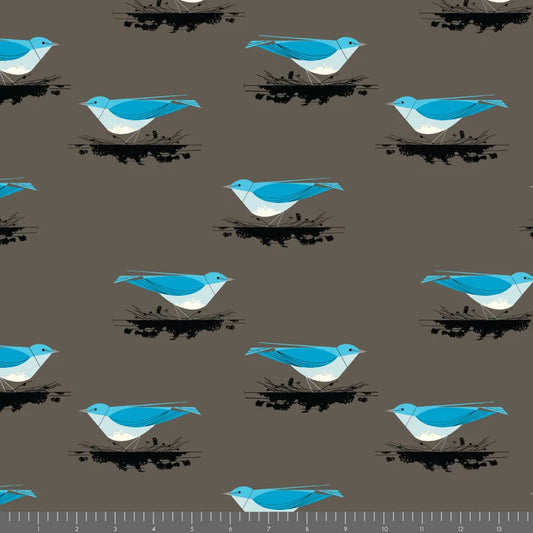 Western Birds 10 Year Anniversary by Charley Harper : Mini Mountain Bluebird CH-504
