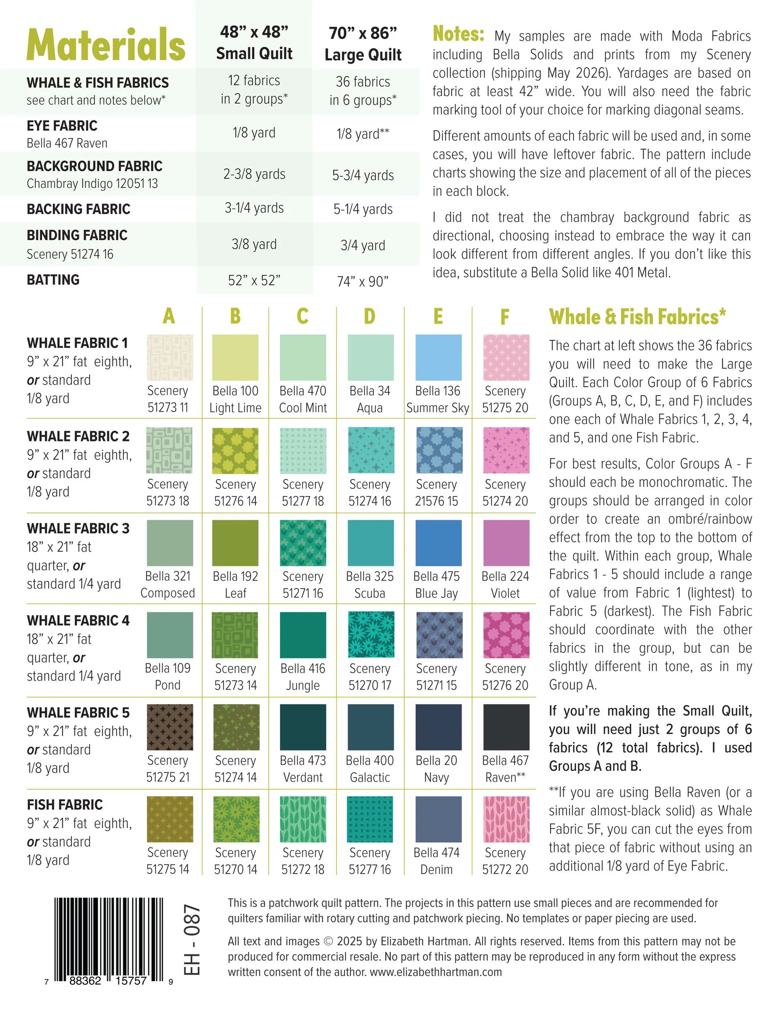 Whale Watching Quilt Pattern featuring Scenery by Elizabeth Hartman - Estimated Arrival Feb. 2026