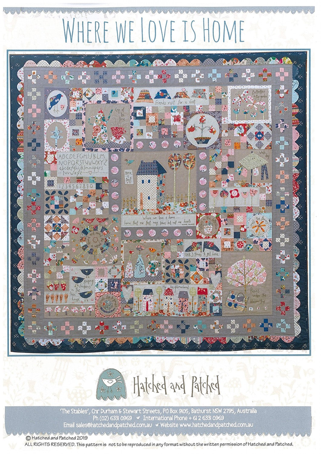Where We Love Is Home Applique Quilt Pattern by Hatched & Patched
