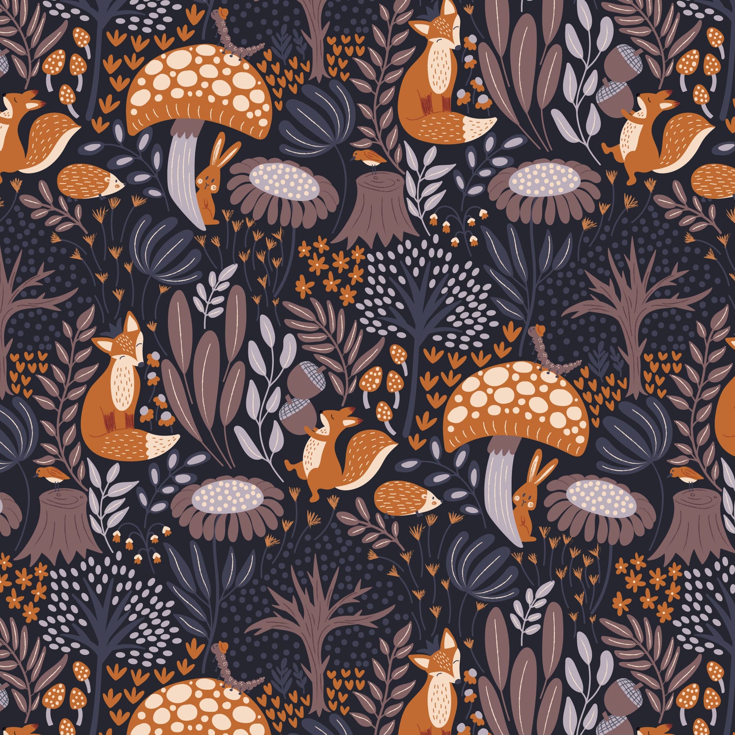 Whimsical Forest Floor by Mel Armstrong : Twilight Exploration Midnight 229528